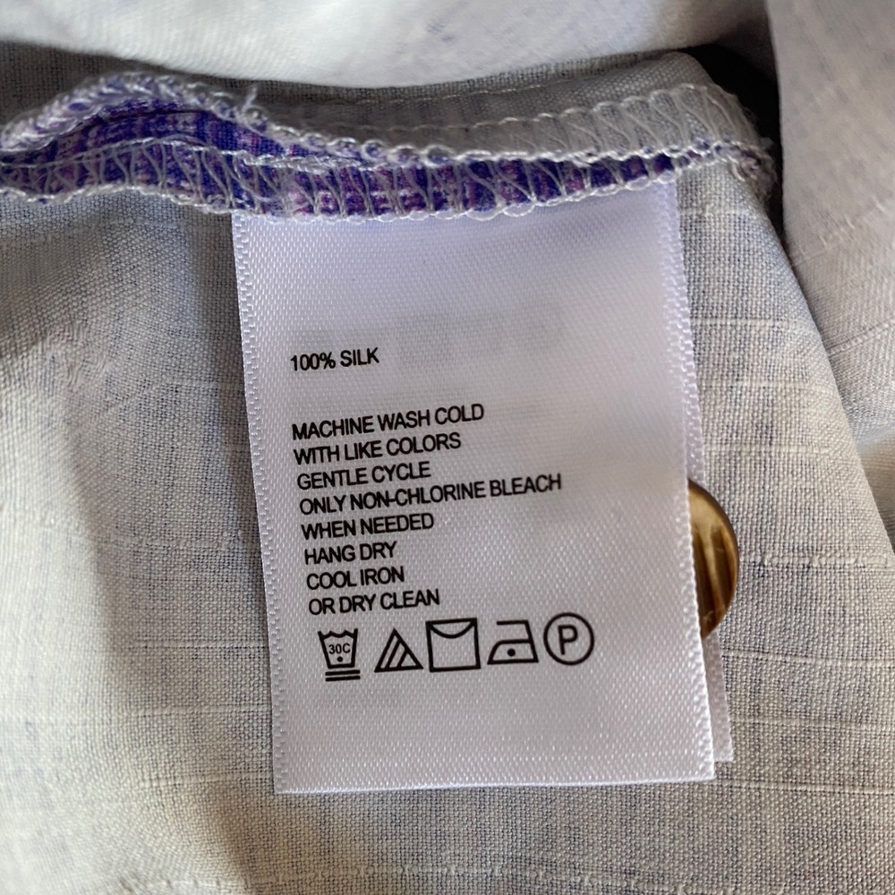 Tommy Bahama Button Up Shirt Purple Plaid Short Sleeve Casual - Silk M‎ - Picture 7 of 12